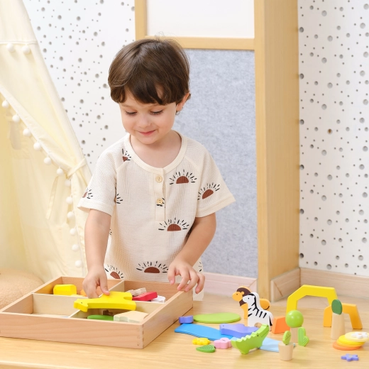 Praktische houten doos met vakjes