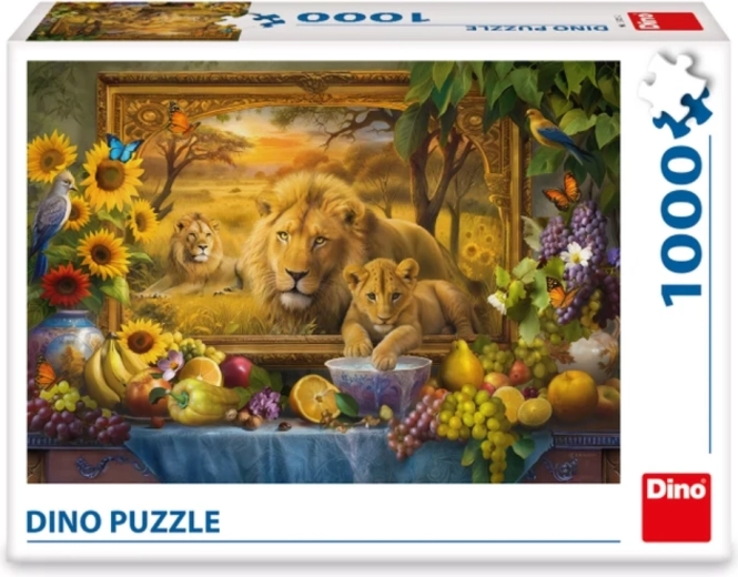 Levendig en gedetailleerd motief van een leeuwenfamilie