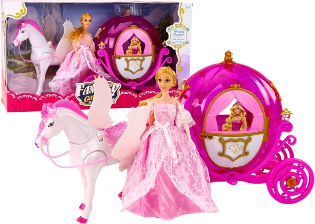 Magical set with horse carriage and princess