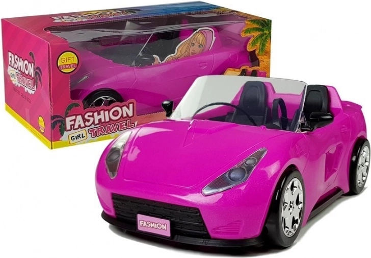 Roze cabriolet voor poppen 34 cm