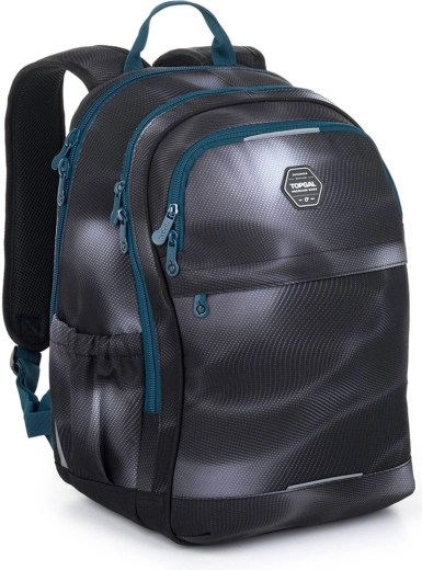 Topgal studentenrugzak rubi donkerblauw met blauwe marmering