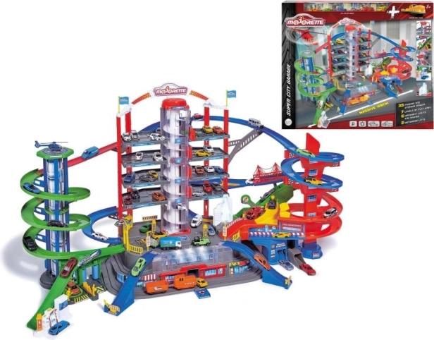 Garage Super Stad + 6 autootjes en trein