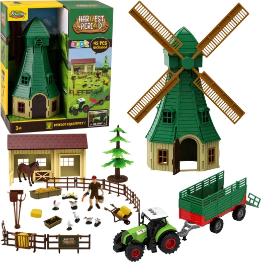 Kids Farm with Windmill, Tractor and Trailer (45 pieces) with LED and Sound