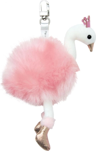 Pluchen sleutelhanger Roze Zwaan 12 cm