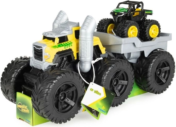 Tomy John Deere Monster Treads Roaring Rev Up Hauler – set de monster trucks avec transporteur et véhicule Gator
