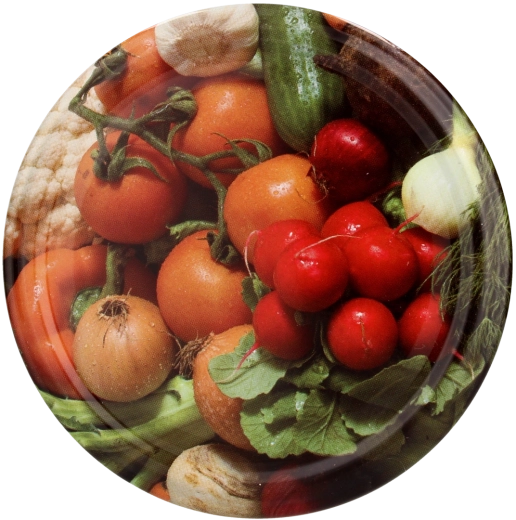 Couvercle métallique de stérilisation RTS 82 mm avec motif radis et oignons verts