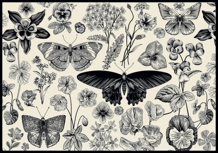 Puzzle INTERDRUK Vlinders en Bloemen 500 Stukjes
