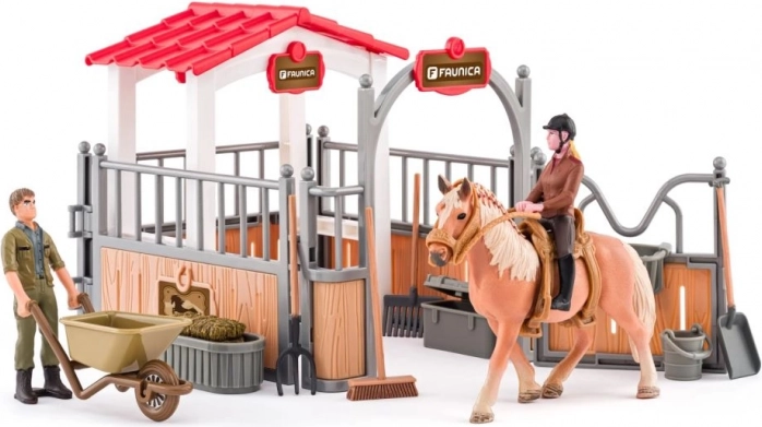 FAUNICA écurie avec cheval et accessoires