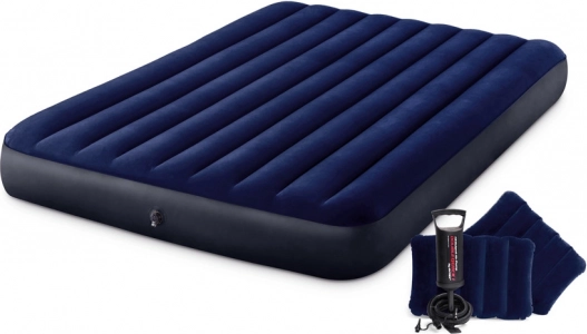 Inflatable double air mattress 203 × 152 cm with pillows INTEX Velour