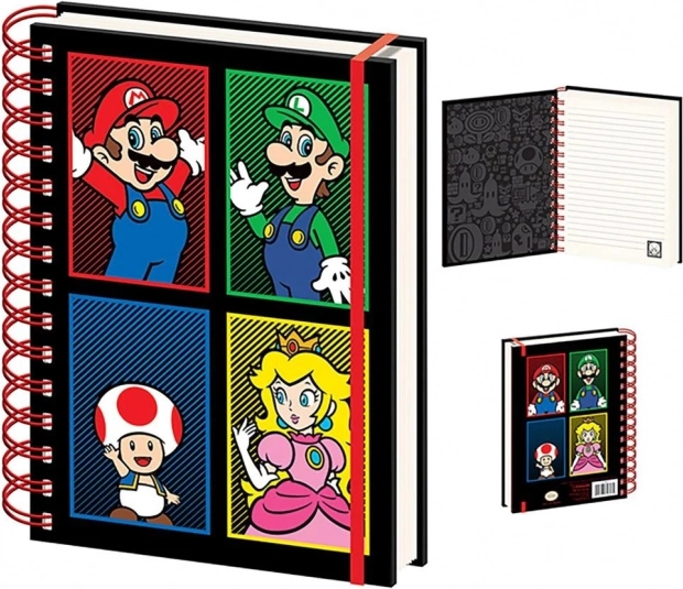 Bloc à anneaux A5 SUPER MARIO – ligné, 4 couleurs
