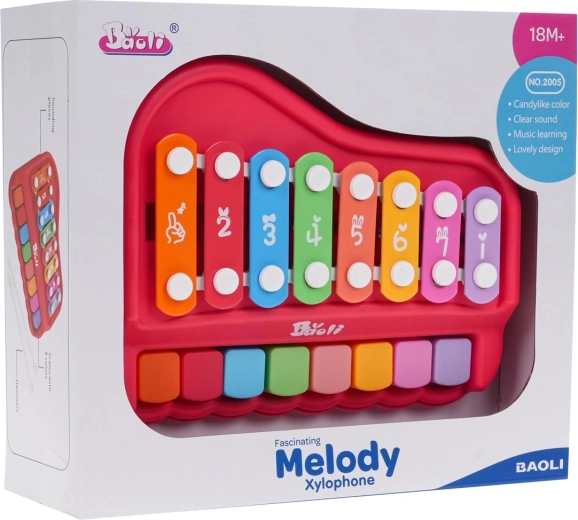 Musical Piano and Xylophone 2-in-1 for Children – Red