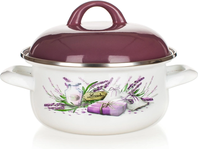 Geëmailleerde pan Lavender 22 cm met deksel, 2,9 l
