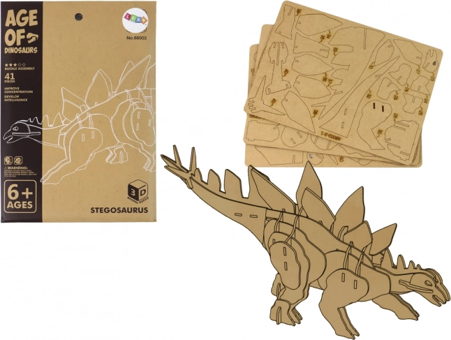 Holz-3D-Puzzle Stegosaurus – lehrreiches Steckpuzzle, 41 Teile