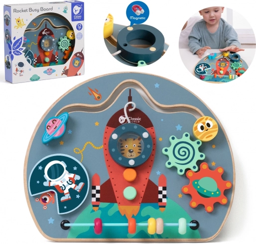 Wooden 6-in-1 Rocket Activity Board – CLASSIC WORLD