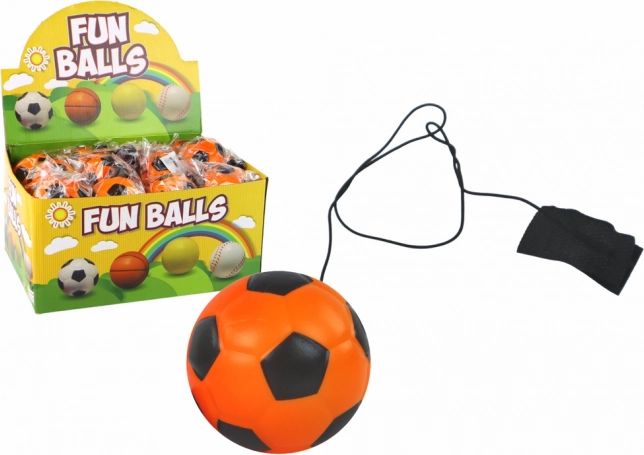 Voetbalballetje met elastiek (jojo) 6 cm, oranje