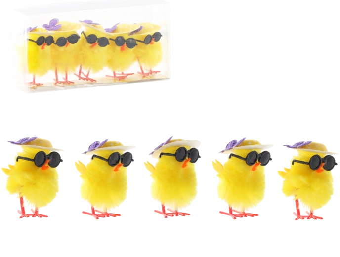 Easter decorations chicks with sunglasses – set of 5 pcs