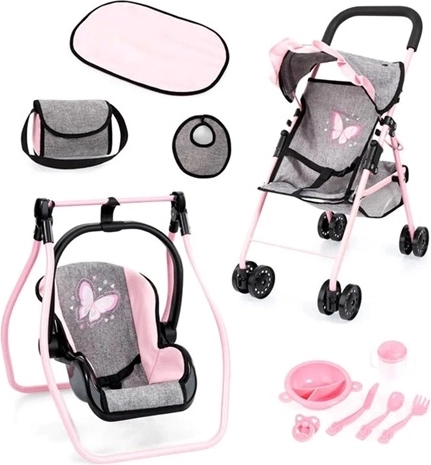 Bayer grey doll stroller set 6-in-1