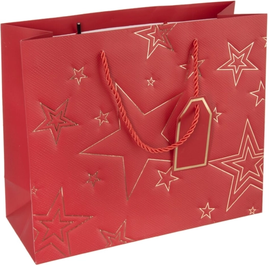 Cadeaupapieren tas met sterrenmotief rood 31 × 12 × 26 cm