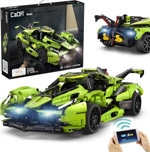 Bouwset CaDA RC sportauto Blade, groen, 432 stukjes met LED