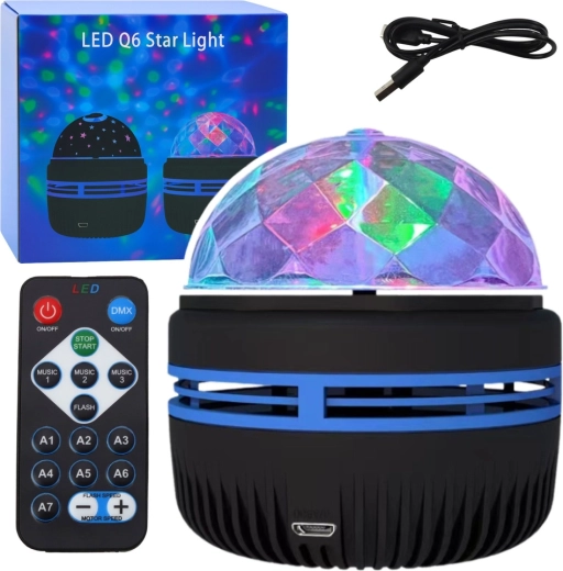 USB LED projector and RGB night light 360° with remote control