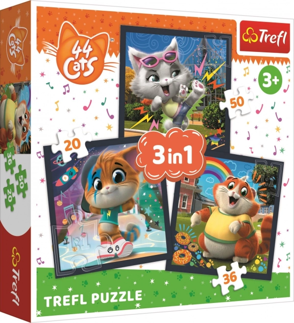 Puzzel 3-in-1 Leer schattige kittens kennen 44 CATS