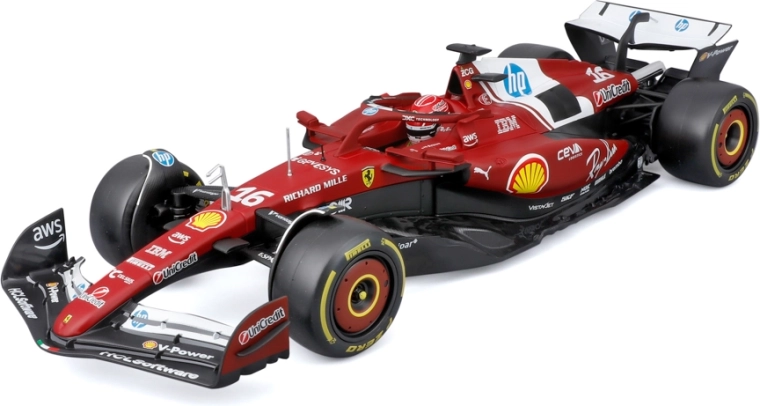 Bburago Ferrari SF-25 2025 F1 model Charles Leclerc 1:18 with helmet