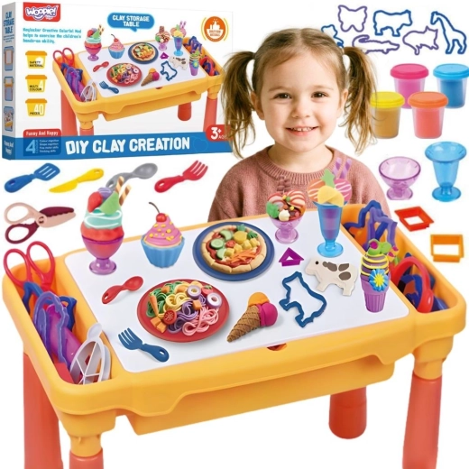 Woopie creative play table with modeling clay, compartments and molds (40 pcs)