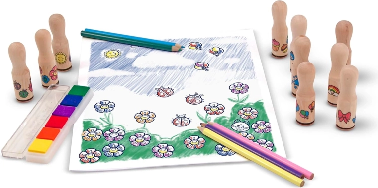 10 houten stempels met schattige motieven