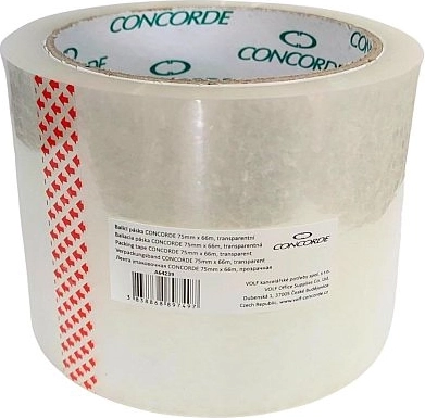 Ruban d’emballage CONCORDE 75 mm × 66 m, transparent