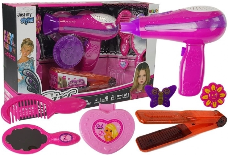 Schoonheidset inclusief föhn en stijltang roze