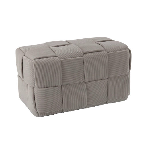 Pouf tricoté rectangulaire gris clair 60 × 32 × 32 cm