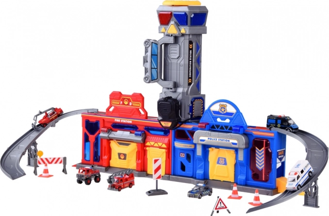 Mega Garage 2v1 Police et Pompiers avec Ascenseur