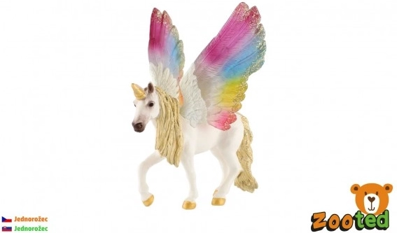Plastic eenhoorn met regenboogvleugels 13 cm