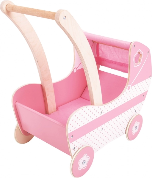 Wooden Pink Doll Carriage