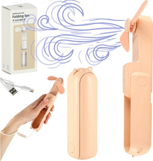 Mini ventilateur de table pliable USB rose