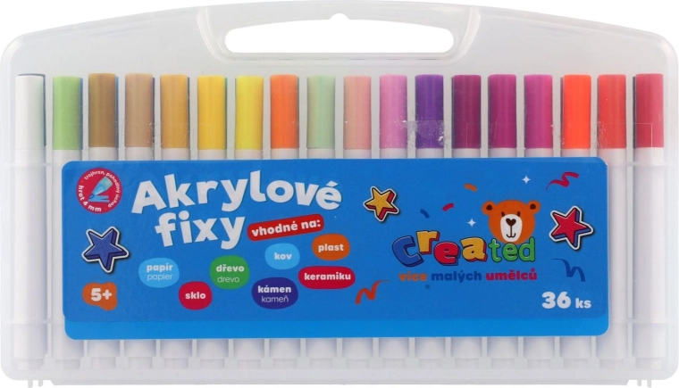 Set aus 36 Acrylmarkern im Kunststoffkoffer