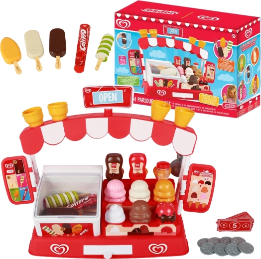Casdon Algida glacier pour enfants – set de jeu avec comptoir et accessoires (50+ pièces)