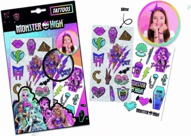 Tatouages temporaires Monster High avec paillettes