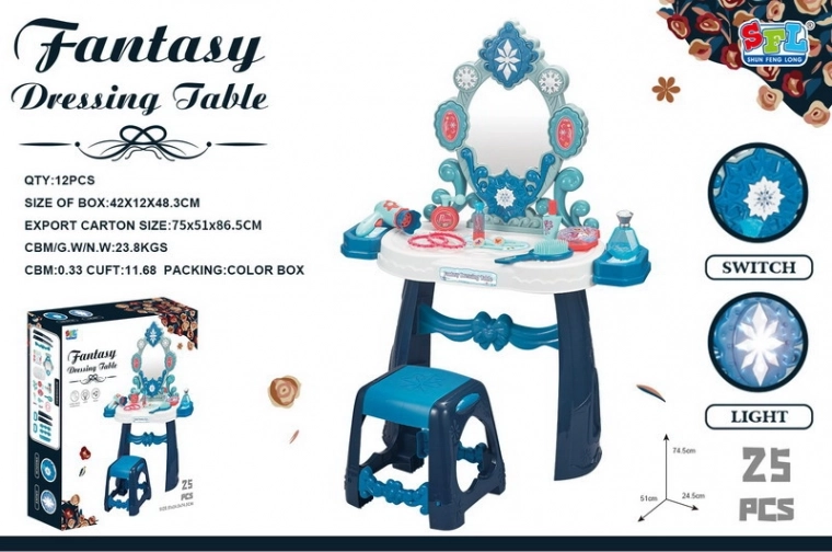 Interactive Children's Cosmetic Table with Lighting and Accessories