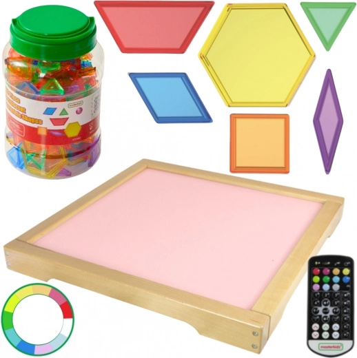 Lichtgevende LED-panel Masterkidz met afstandsbediening en Montessori blokken 140 st.