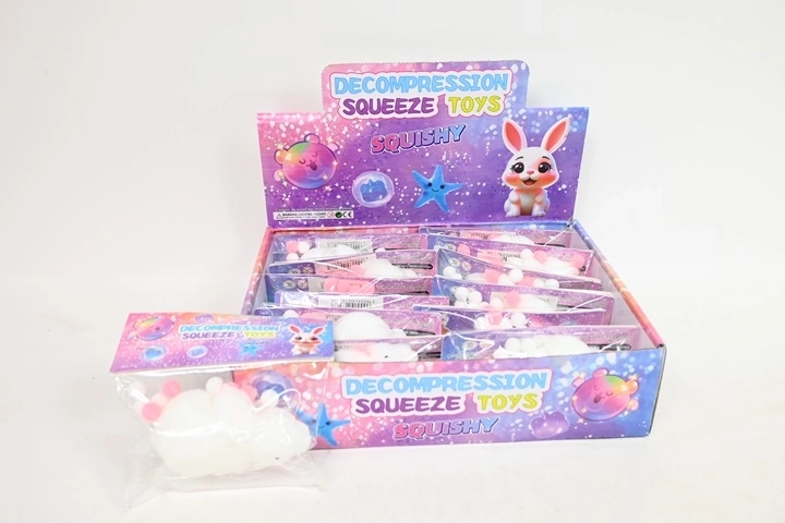 Lapin anti-stress à presser – 16 pièces en présentoir de vente