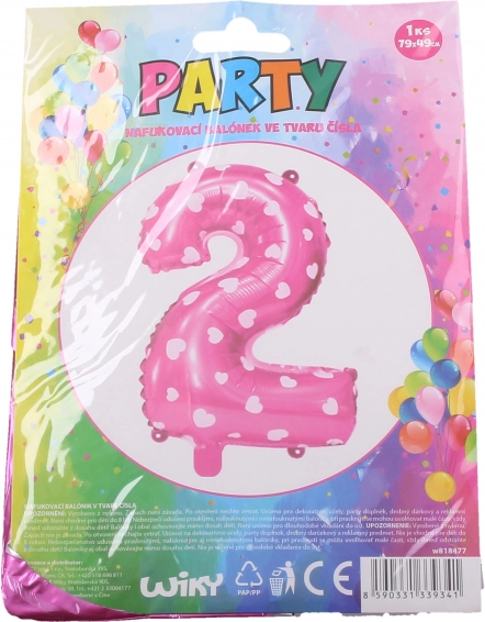 Aufblasbarer Ballon Zahl 1 mit Herzchen – Rosa