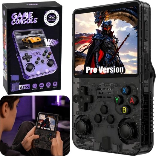 Portable Retro Game Console R36S with 3.5" IPS Display – Black