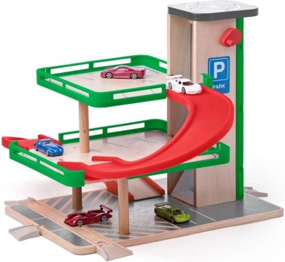 Set de garage en bois avec petites voitures SIKU