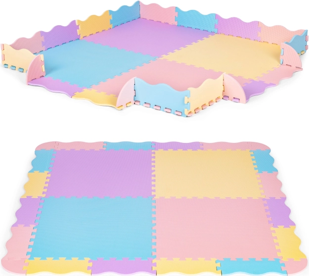 Foam puzzle play mat with playpen 141.5 × 141.5 cm, 24 pcs IPLAY