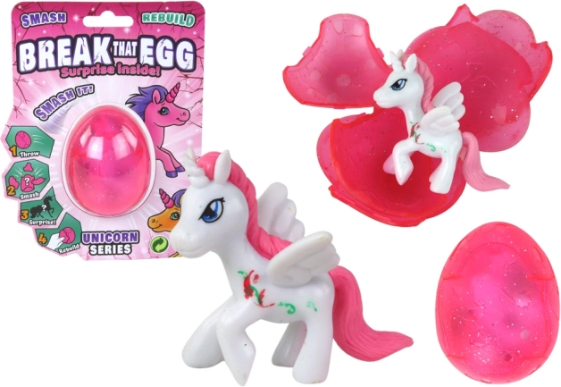 Magisch knappend ei Eenhoorn roze 6 cm