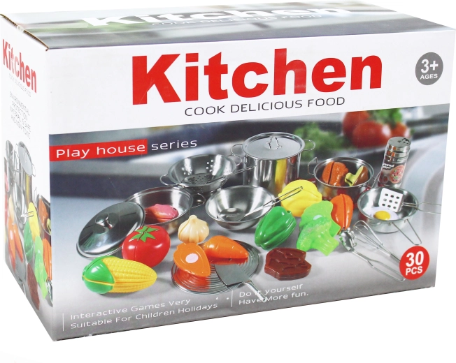 Metal cookware set with accessories, 30 pcs