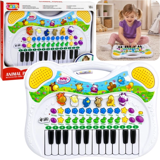 Interactive educational keyboard for kids with animal sounds and melodies