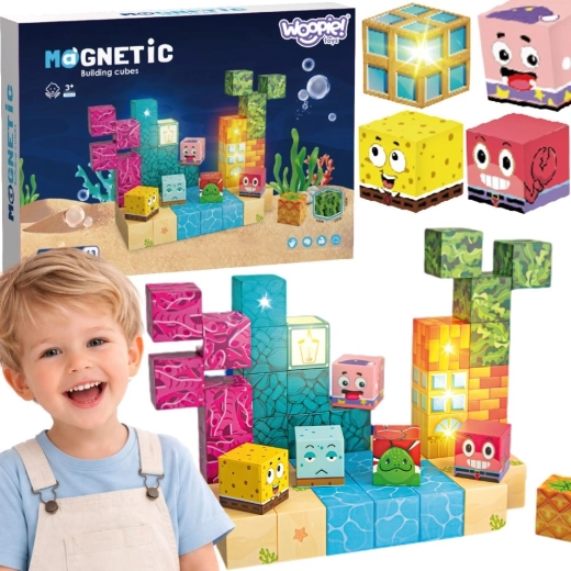 Woopie cubes magnétiques Montessori Océan – 54 pièces