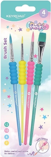 KEYROAD Pastel penseelset met zachte schuimgrip, 4 stuks